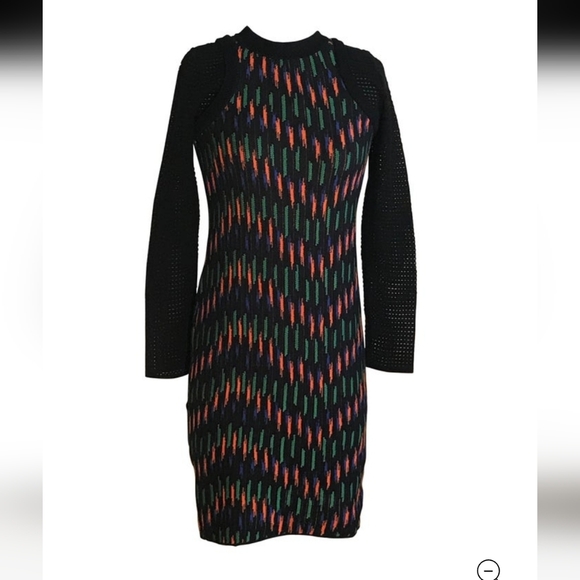 Missoni Vibrant Knit Patterned Dress with Black Textured Sleeves New Size 36 (0) - Picture 8 of 14